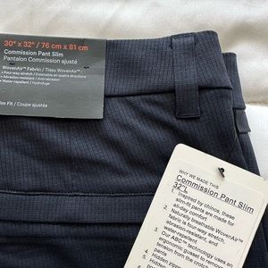 NWT LULULEMON- commission pant slim, navy blue, men’s, size 30”x32”
